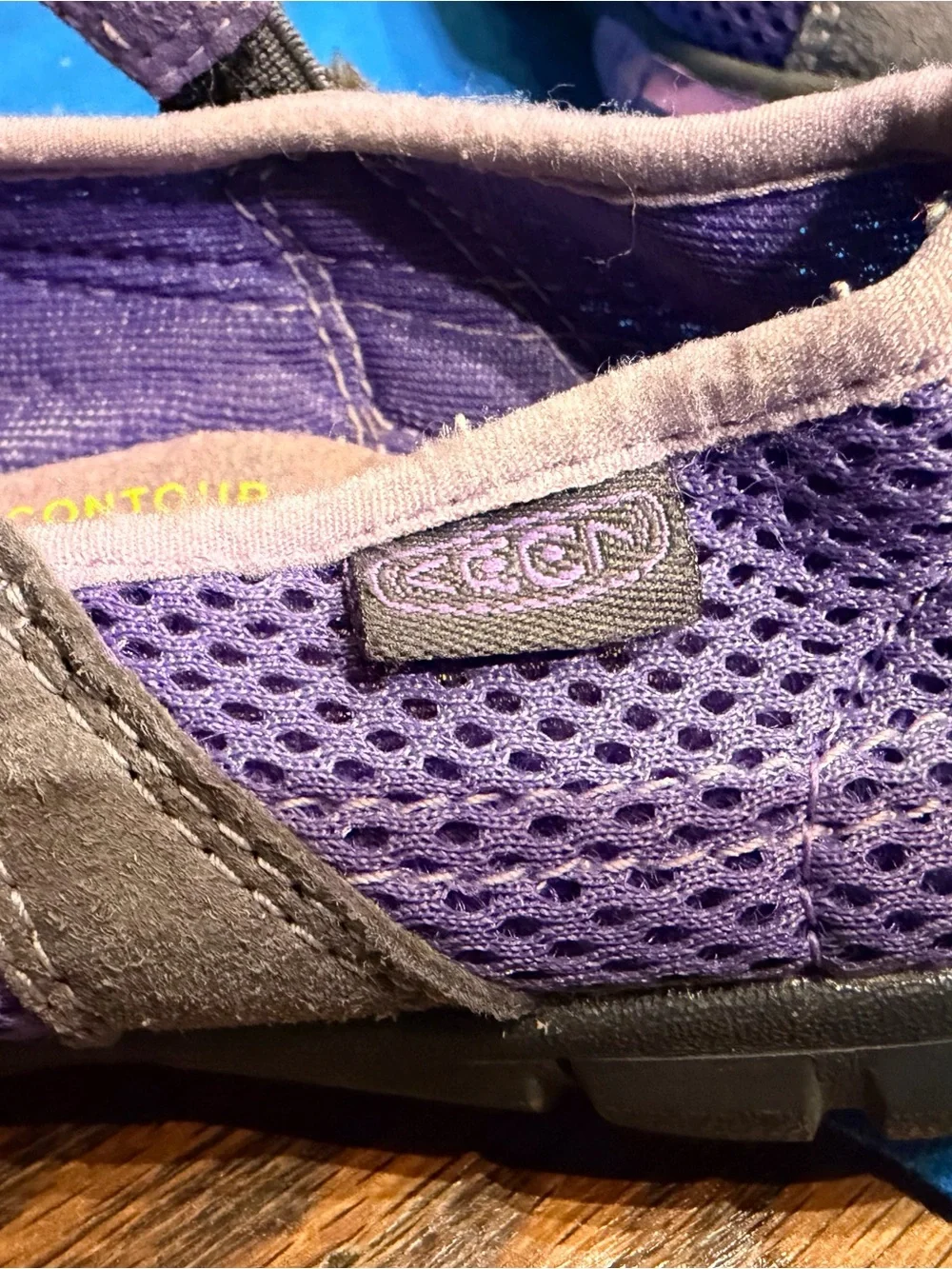 KEEN CNX sz 11 Purple Mesh/Gray Leather Hiking/Water Sandal